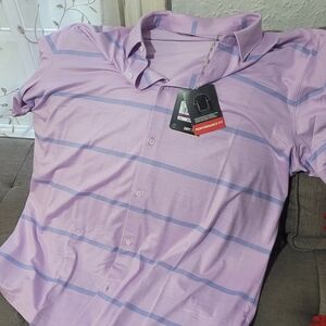 Men's Performance Fit Lavender Stripe Button-Up Shirt